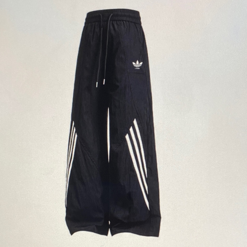adidas Black Wide-Leg Sweatpants with White Three-Stripes
